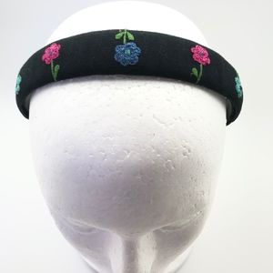 NWOT Black Headband with Flowers